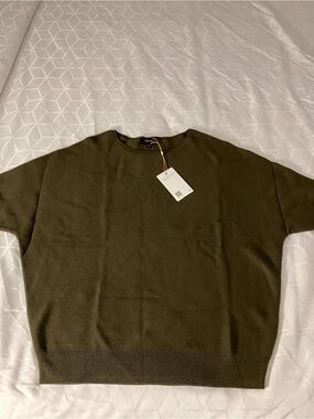 Quince Women’s Short Sleeved Sweater - Olive Size M Cotton Cashmere Blend